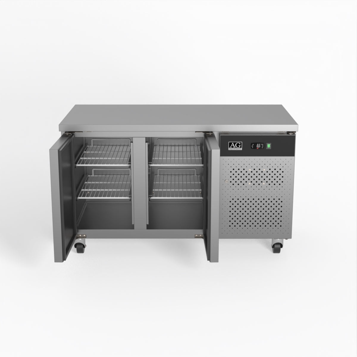 AG 2-Door Commercial Worktop Refrigerator - 700mm Depth Under Counter Fridge for Restaurants, Bars & Kitchens | Energy Efficient Stainless Steel Freezer