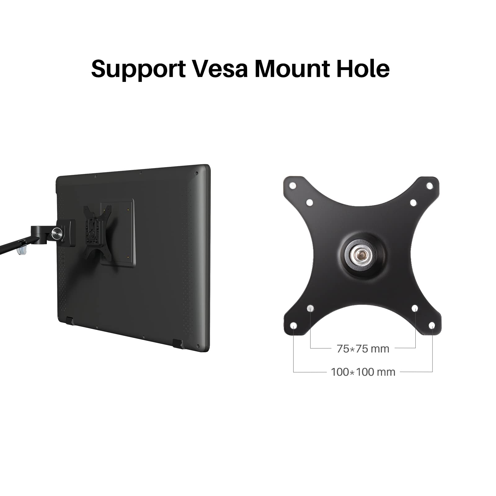 HUION Single Monitor Arm - Heavy Duty Adjustable VESA Desk Mount for 13-32 Inch Monitors up to 17.6 lbs, with Clamp/Grommet Base - Perfect for Home Office, Gaming Setup & Workspace Ergonomics