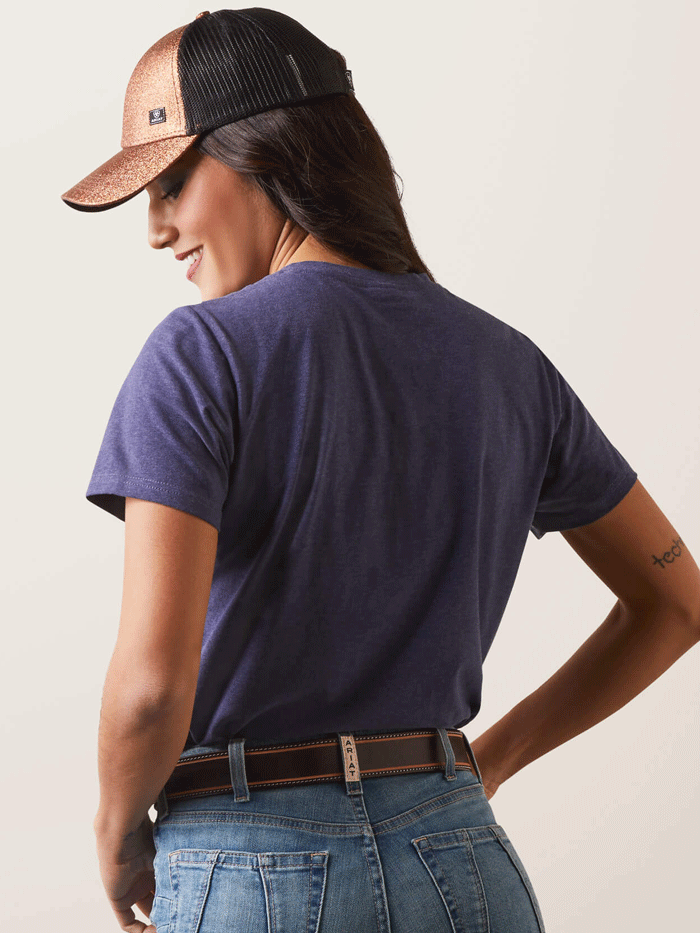 Ariat 10043418 Women's REAL Horizon Short Sleeve T-Shirt - Navy Heather - Comfortable Casual Wear for Outdoor Activities & Everyday Use