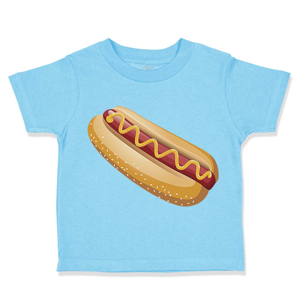 Funny Hot Dog Toddler T-Shirt - Cute Cotton Tee for Boys & Girls (3T) - Aqua Blue Meat Design - Perfect for Playdates, Birthday Parties & Family Outings