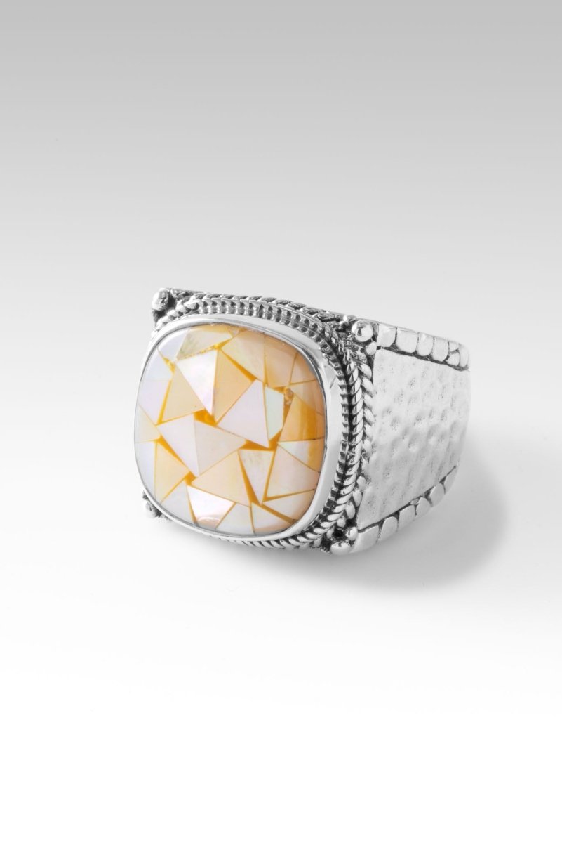 Peaceful Heart Ring™ - Elegant Golden Mother of Pearl Mosaic Jewelry for Women | Perfect Gift for Valentine's Day, Anniversary & Special Occasions