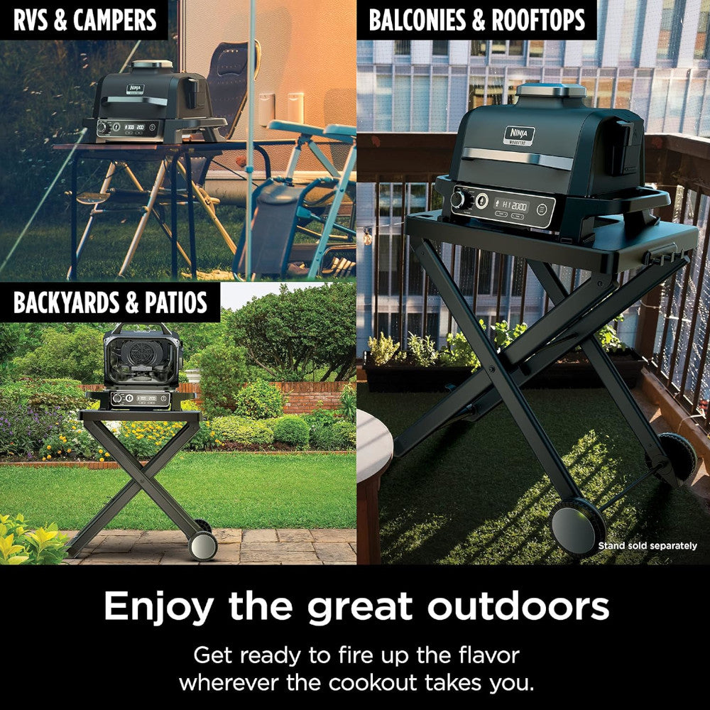 Ninja OG701 Woodfire Outdoor Grill - 7-in-1 Master Grill & BBQ Smoker with Home Essentials Warranty | Perfect for Backyard BBQs, Camping & Outdoor Cooking