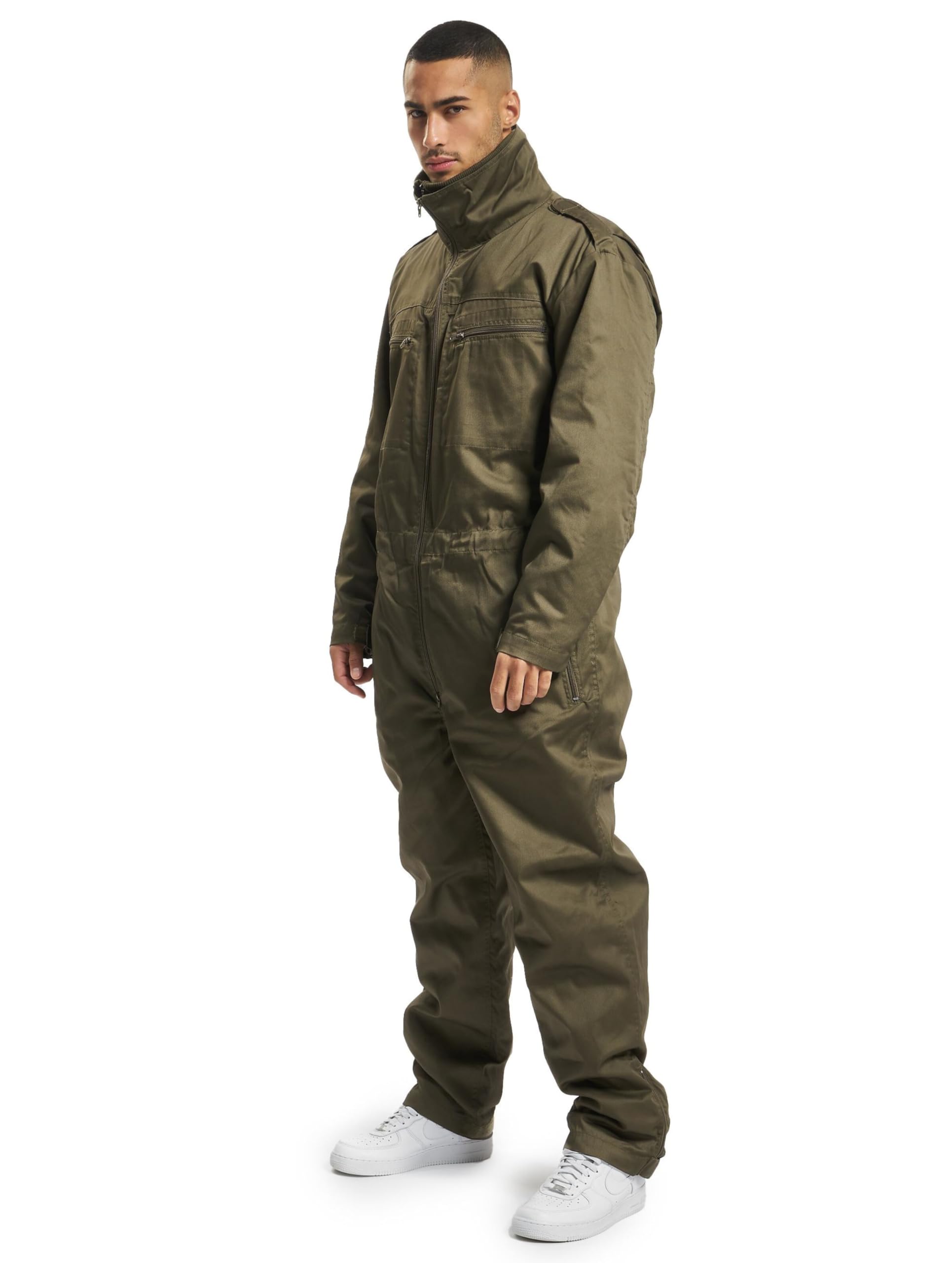 Panzerkombi Men's Work Overalls - Durable Olive Green Coveralls for Construction, Farming & Outdoor Work - Heavy Duty Workwear with Multiple Pockets