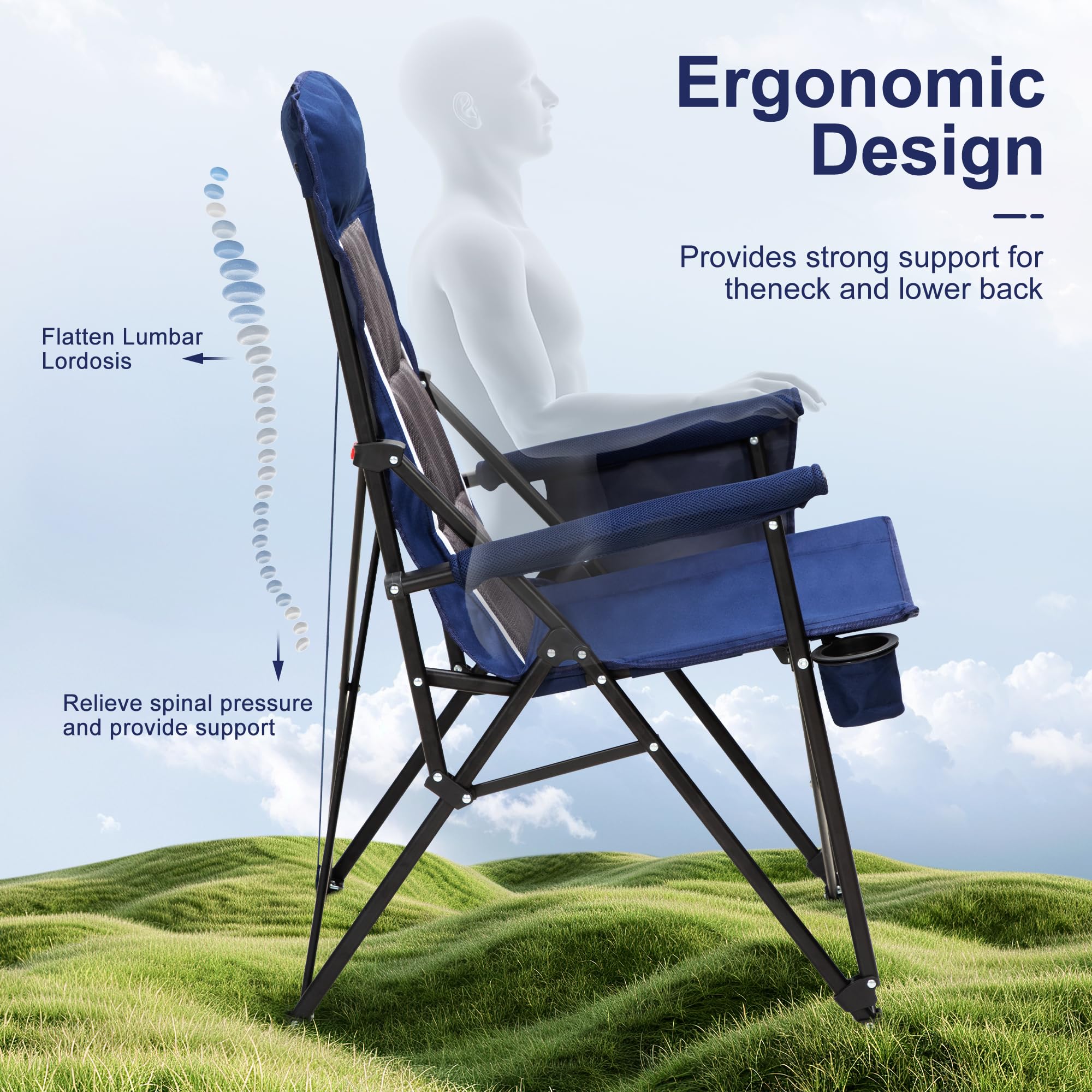 **LET'S CAMP Oversized Heavy Duty Camping Chairs - 29.52