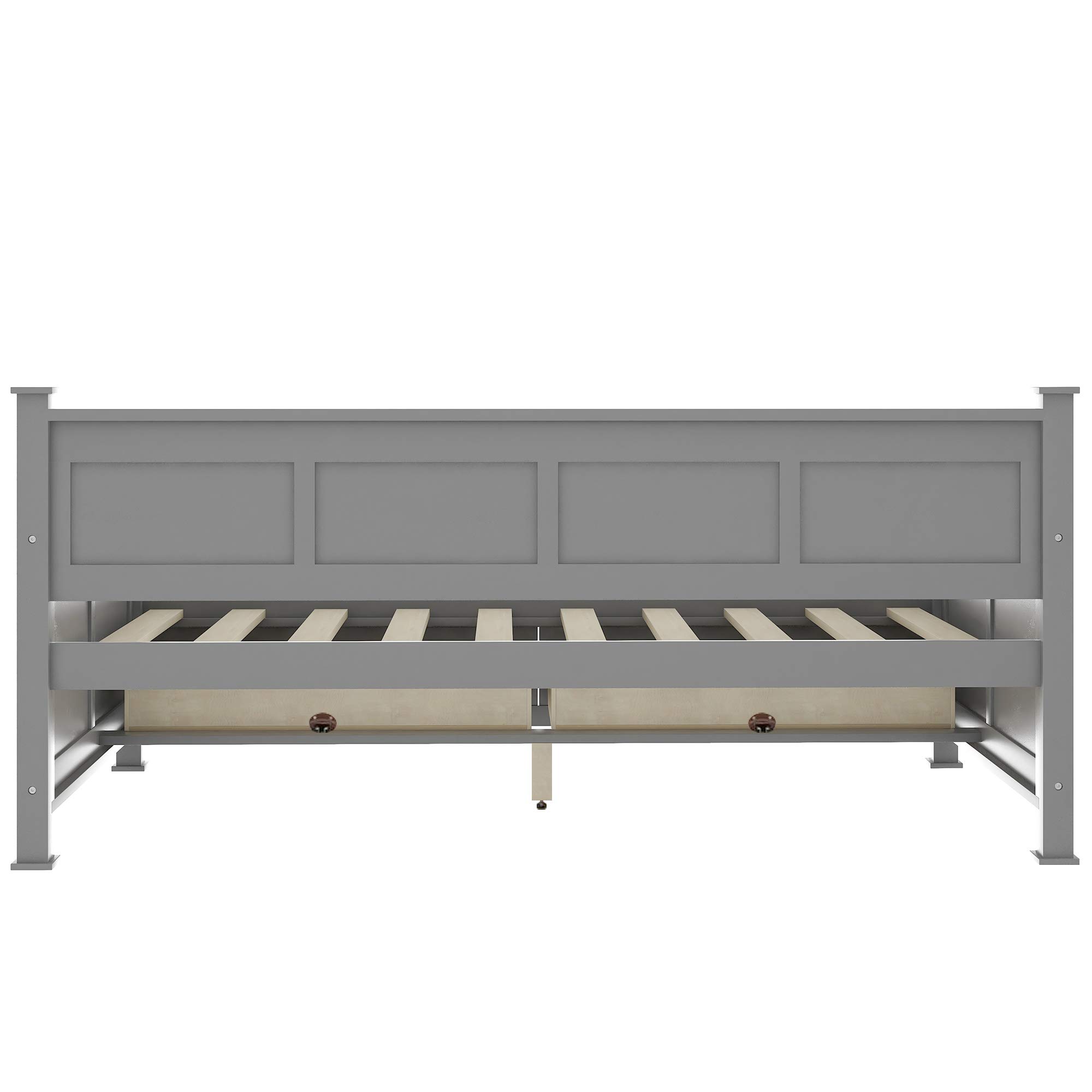 Twin Daybed with Storage Drawers, X-Frame Sofa Bed for Bedroom & Living Room - Grey
