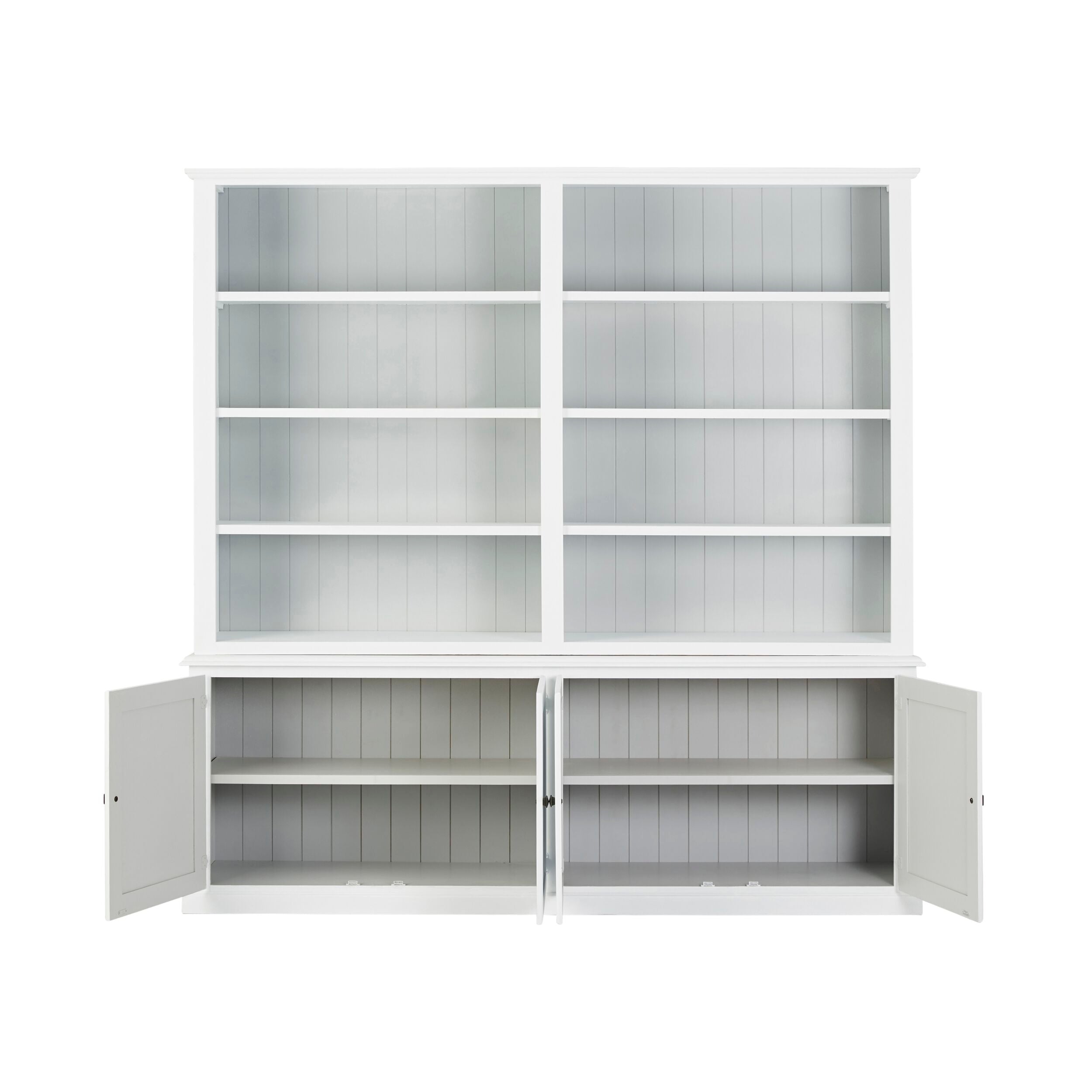 White Armand 4-Door Library Bookcase 240x240cm - Modern Storage Shelf for Living Room, Office & Study Room Organization