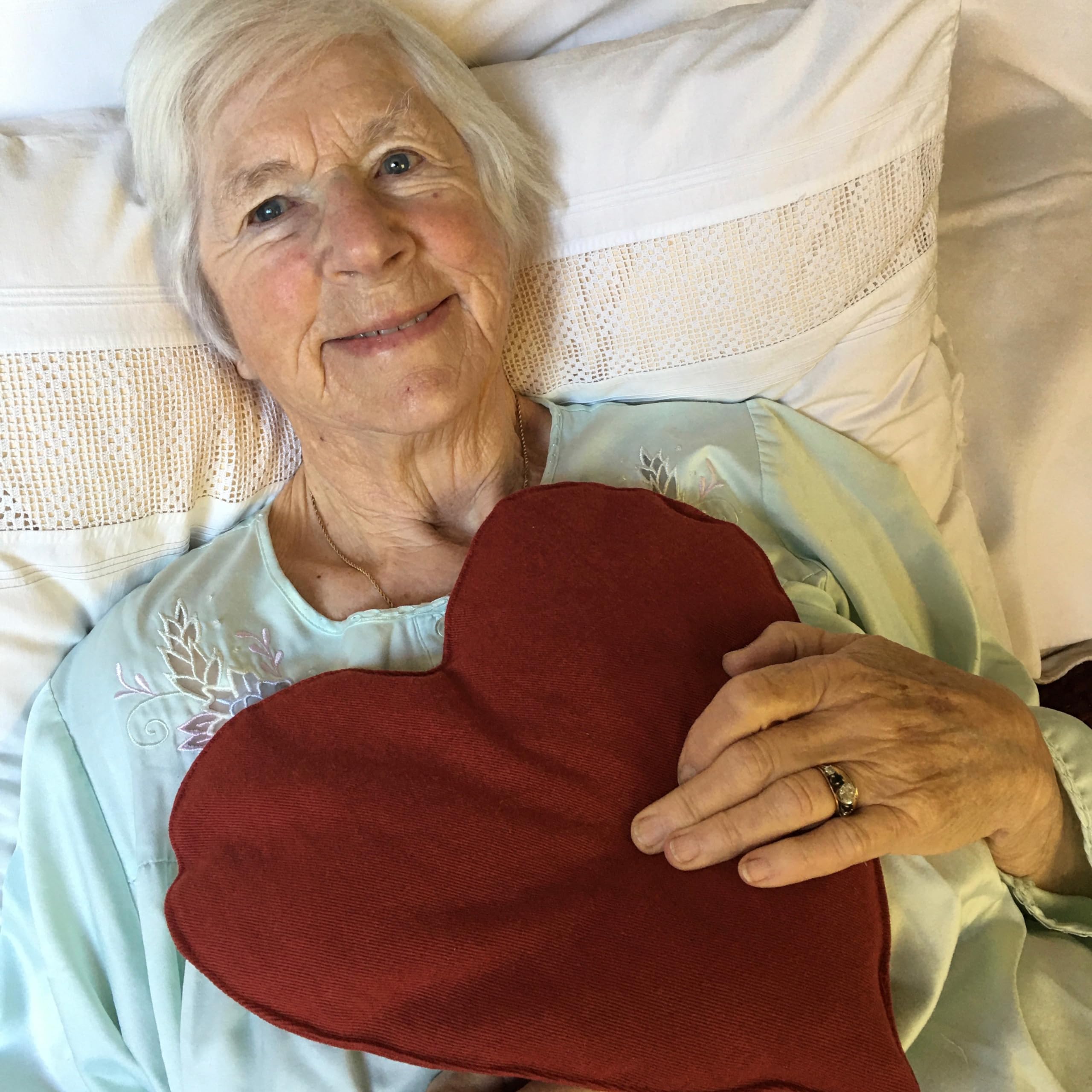 Heart-Shaped Cherry Pit Pillow - Red Denim Hot & Cold Therapy for Neck Pain Relief, Microwavable & Washable Moist Heat Pack - Perfect Sleep Aid & Get Well Gift for Women & Men - Use for Headaches, Muscle Soreness & Post-Surgery Recovery
