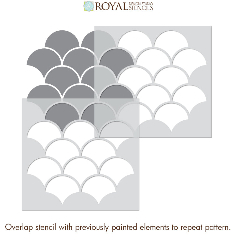 Premium Moroccan Scallops Stencil for Wall Art & Home Decor - DIY Painting Template for Living Room, Bedroom, Nursery