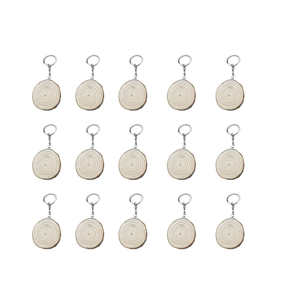 EXCEART Wooden Car Key Holder - Blank Round Unfinished Wood Keychain Pendant for Key Fobs & Keyrings (Size L) - Perfect for Car Keys, House Keys, and Gift Giving