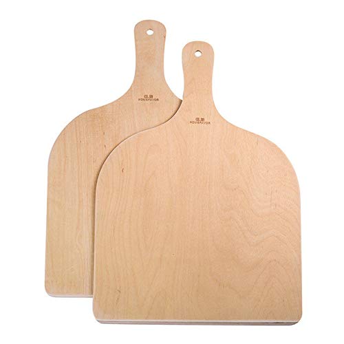 2-Piece Wooden Pizza Paddle Set - Pizza Peel Spatula & Cutting Board - Natural Wood Bakeware for Pizza Making, Baking & Serving - Perfect for Home Kitchens, Pizzerias & Outdoor BBQs