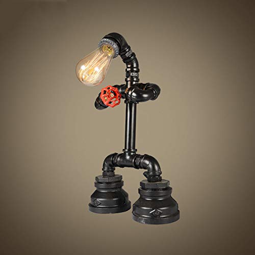 NIUYAO 16.5'' Vintage Robot Pipe LED Desk Lamp - Retro Industrial Table Light for Home Office, Bedroom Nightstand & Gaming Room Decor