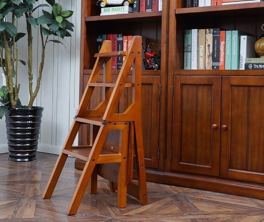 Wooden Folding Step Stool for Home - Multi-Functional Climbing Stool with Non-Slip Steps, Space-Saving Ladder Stool for Kitchen, Bathroom & Kids' Room - Perfect as Step Stool for Reaching High Shelves or Toddler Learning Tower