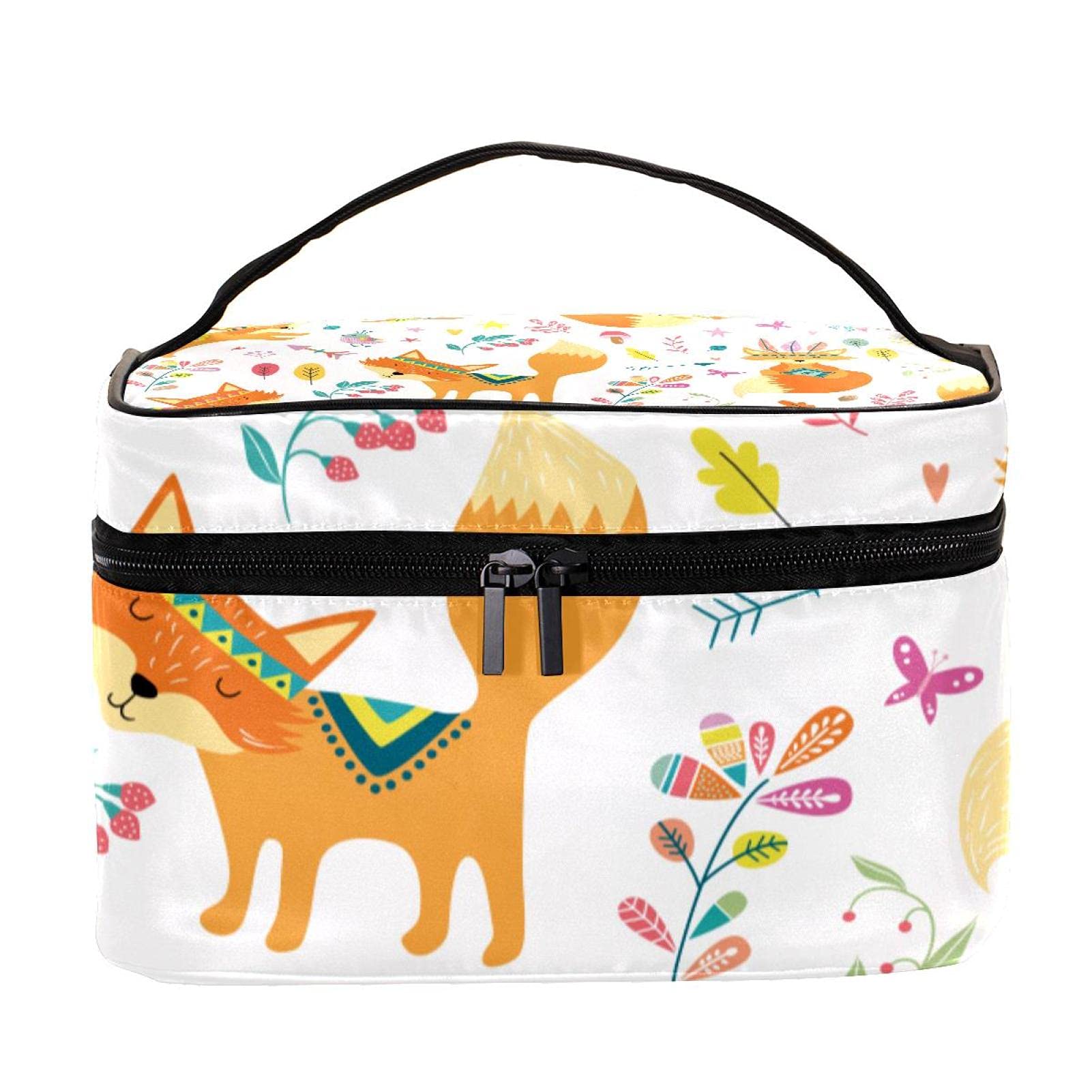 Ethnic Feather Fox Arrow Pattern Large Travel Makeup Bag - Waterproof Cosmetic Organizer Case with Zipper for Women & Girls | Perfect for Travel, Gym, Beach & Daily Use