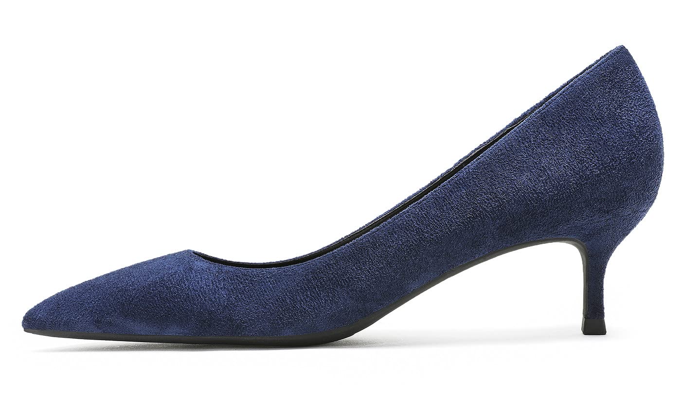 Women's Suede Mid-Heel Pumps - Wide Width Classic Pointed-Toe Court Shoes for Work, Office & Special Occasions