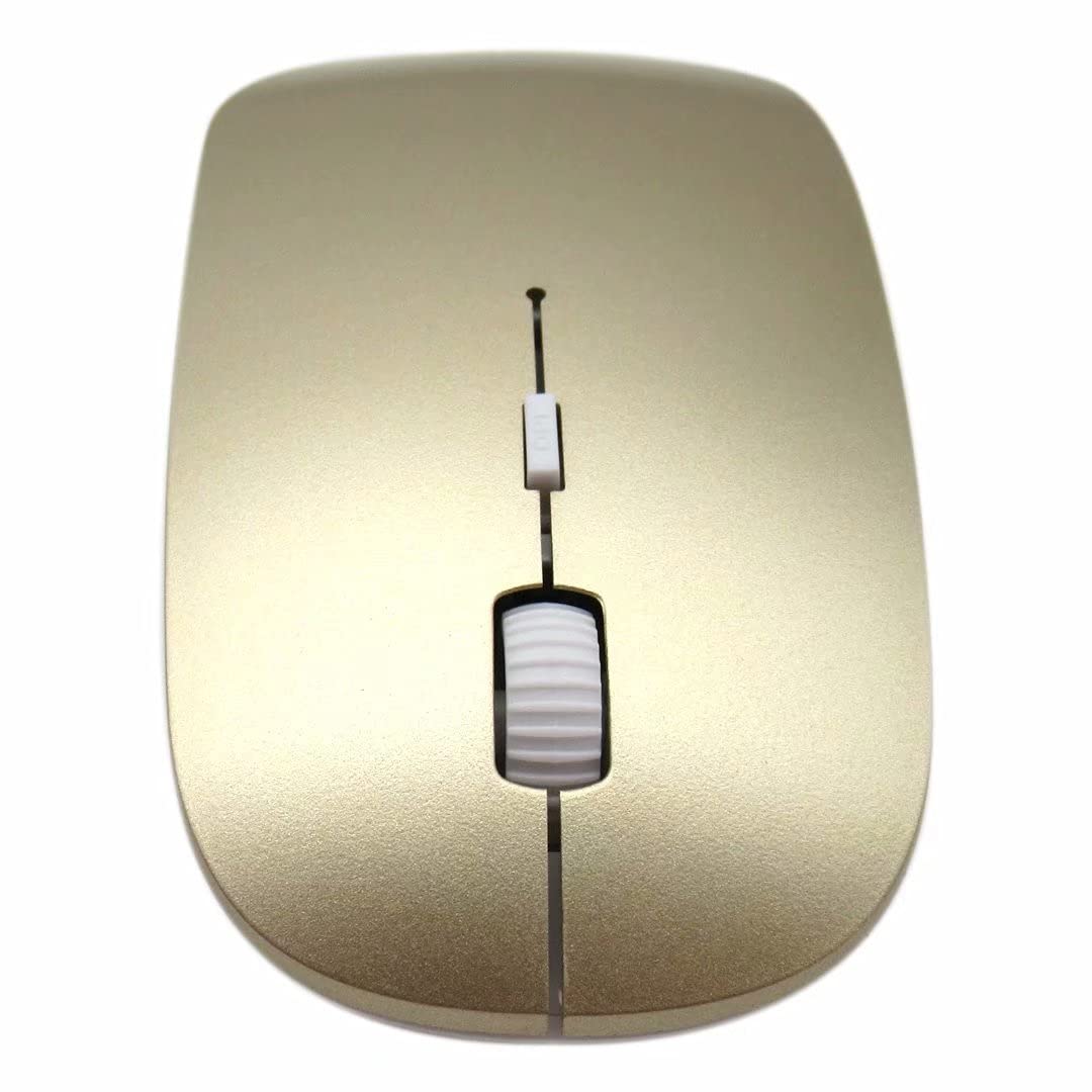 USonline911 Mini Wireless Keyboard & Mouse Set - 2.4G Waterproof Combo for Mac, Apple, PC, Computer (Gold) | Perfect for Home Office, Gaming & Travel