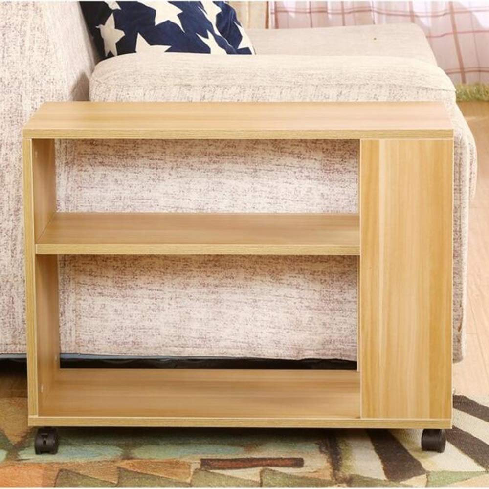 3-Tier Rolling Coffee Table with Casters - Solid Wood Mobile Side Table for Sofa, Bed, or Small Apartment - Open Storage Shelf & Snack Table (50x30x50cm) - Perfect for Living Rooms, Dorms, and Studio Apartments