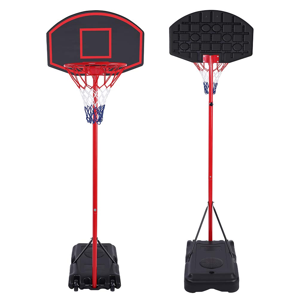 Beyamis Portable Adjustable Basketball Hoop for Teens - Removable & Durable Backboard - Black & Red - Perfect for Driveway, Backyard, and Indoor Play