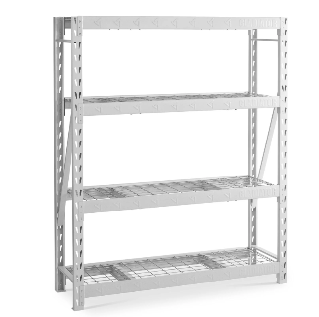 Gladiator 60 Tool Free Adjustable Garage Storage Rack Shelf - Heavy Duty Steel Shelving Unit for Garage, Basement & Warehouse Organization (GARS604TKW) - Perfect for Storing Tools, Sports Equipment & Seasonal Items