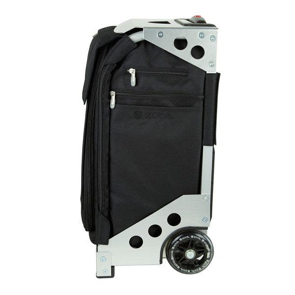 Zuca Flyer Artist Backpack - Black/Silver Rolling Luggage for Travel & Skateboarding - Perfect for Artists, Musicians & Professionals On The Go