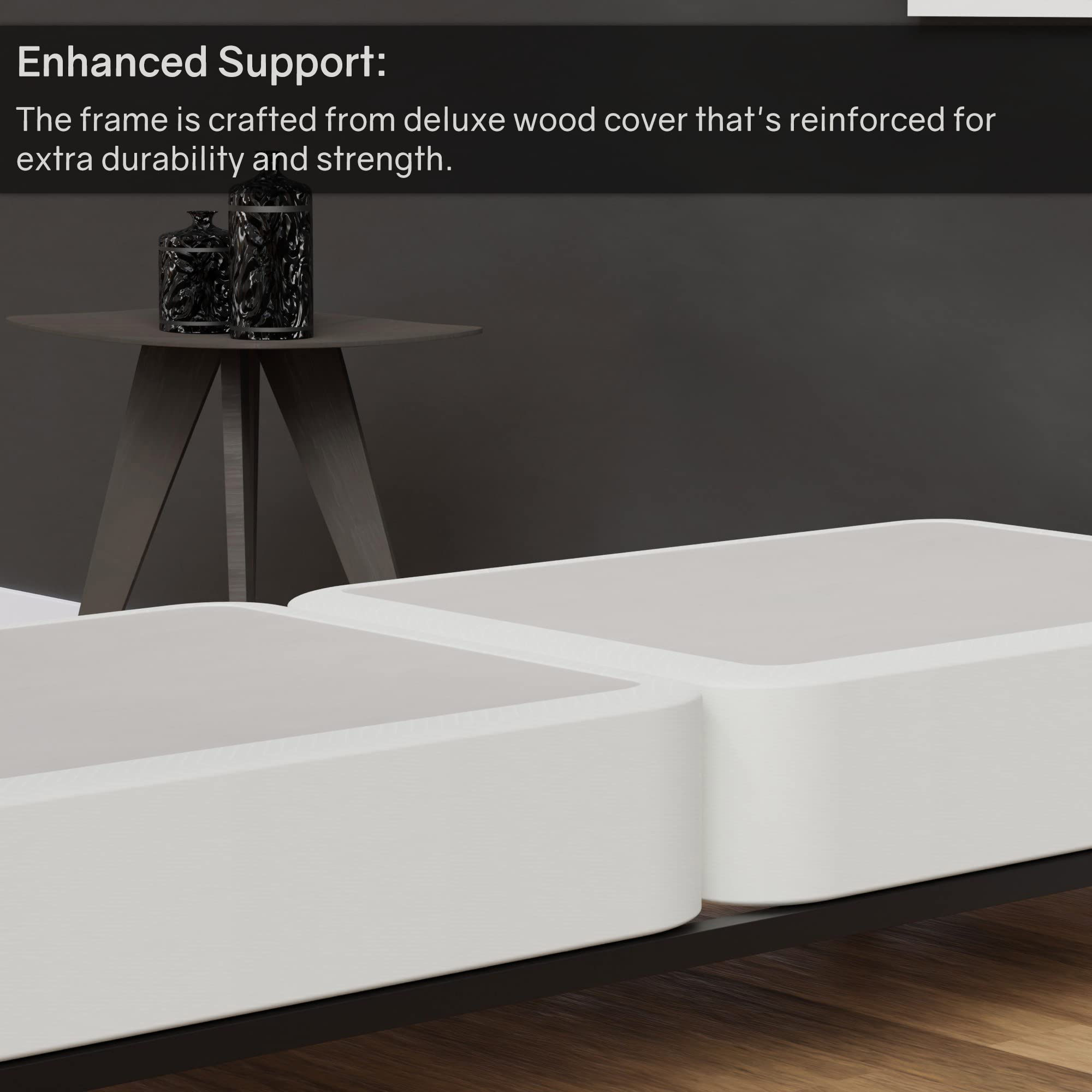 Treaton 8-Inch Wooden Box Spring Foundation for Mattress - High Profile Fully Assembled Bed Base with Strong Structure - Durable Twin Size White Boxspring for Luxurious Bedding - Perfect for Guest Rooms, Dorms & Home Bedrooms