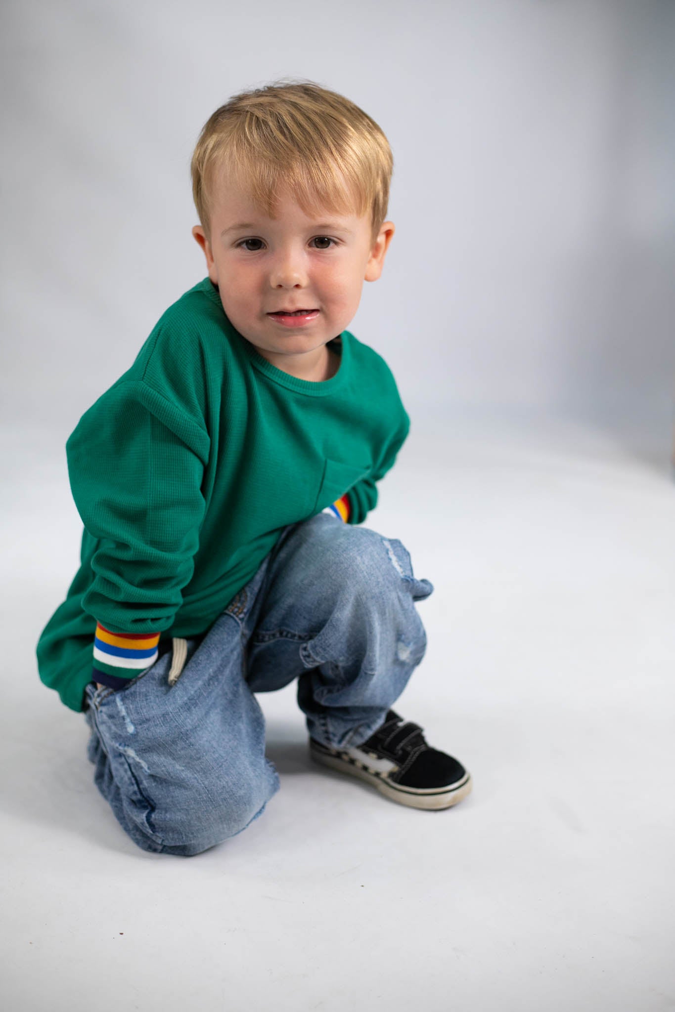 Forest Green Long Sleeve Shirt for Boys - Comfortable Cotton Casual Wear for School, Playdates & Outdoor Activities