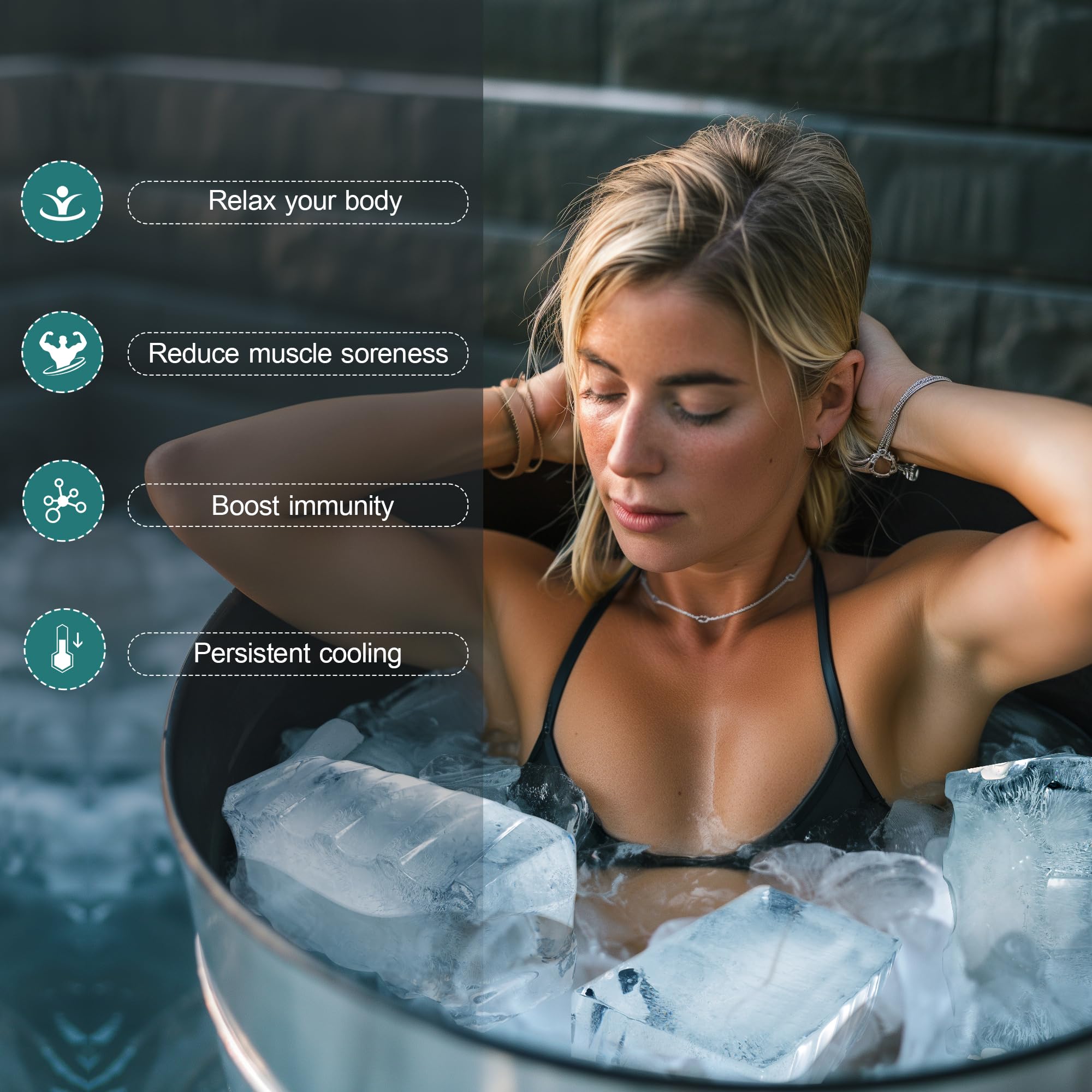 Ztomine Extra Large Silicone Ice Block Molds - Reusable Non-Stick Big Ice Cube Trays for Cocktails & Whiskey - Durable Portable Ice Bath Accessories for Parties, BBQ & Outdoor Events - Pack of 3 (Aqua)