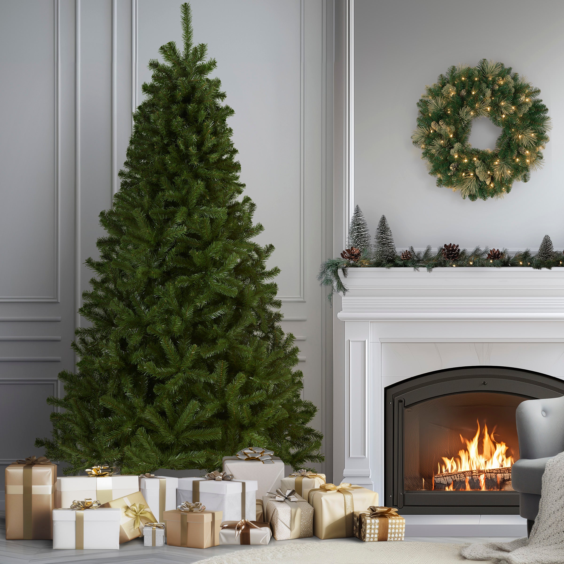 9 ft. North Valley Spruce Artificial Christmas Tree - Premium Realistic Holiday Decor for Home, Office & Party Decorations