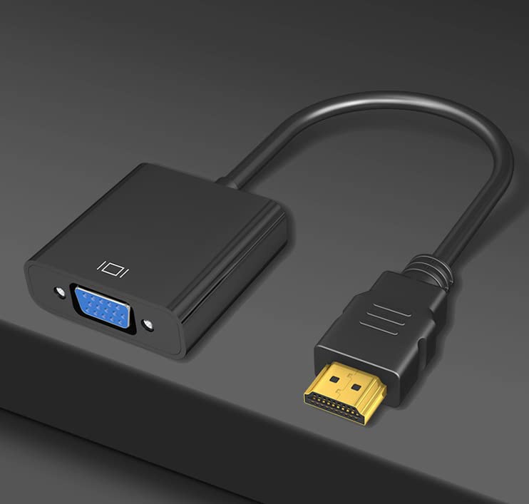 RuhZa HDMI to VGA Adapter Converter Cable 1080P (Male to Female) - Full HD Resolution for Media Players, Xbox, Projector, Computer, Laptop, TV - Compact Black Design for Home Theater, Office Presentations & Gaming Setup