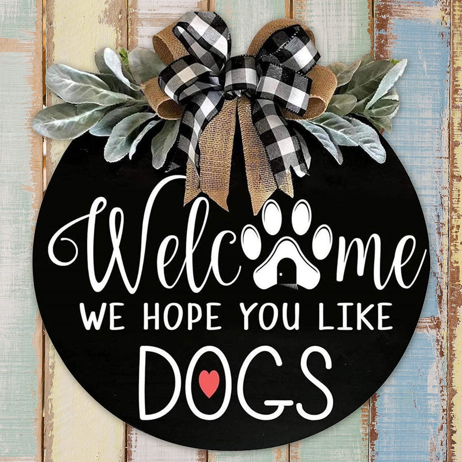 QETRABONE Rustic Wooden Welcome Sign with Paw for Front Door Decor - 12 Inch Dog-Themed Porch Hanging Sign - Perfect for Outdoor Entryway, Farmhouse Style Home & Pet Lover Gifts