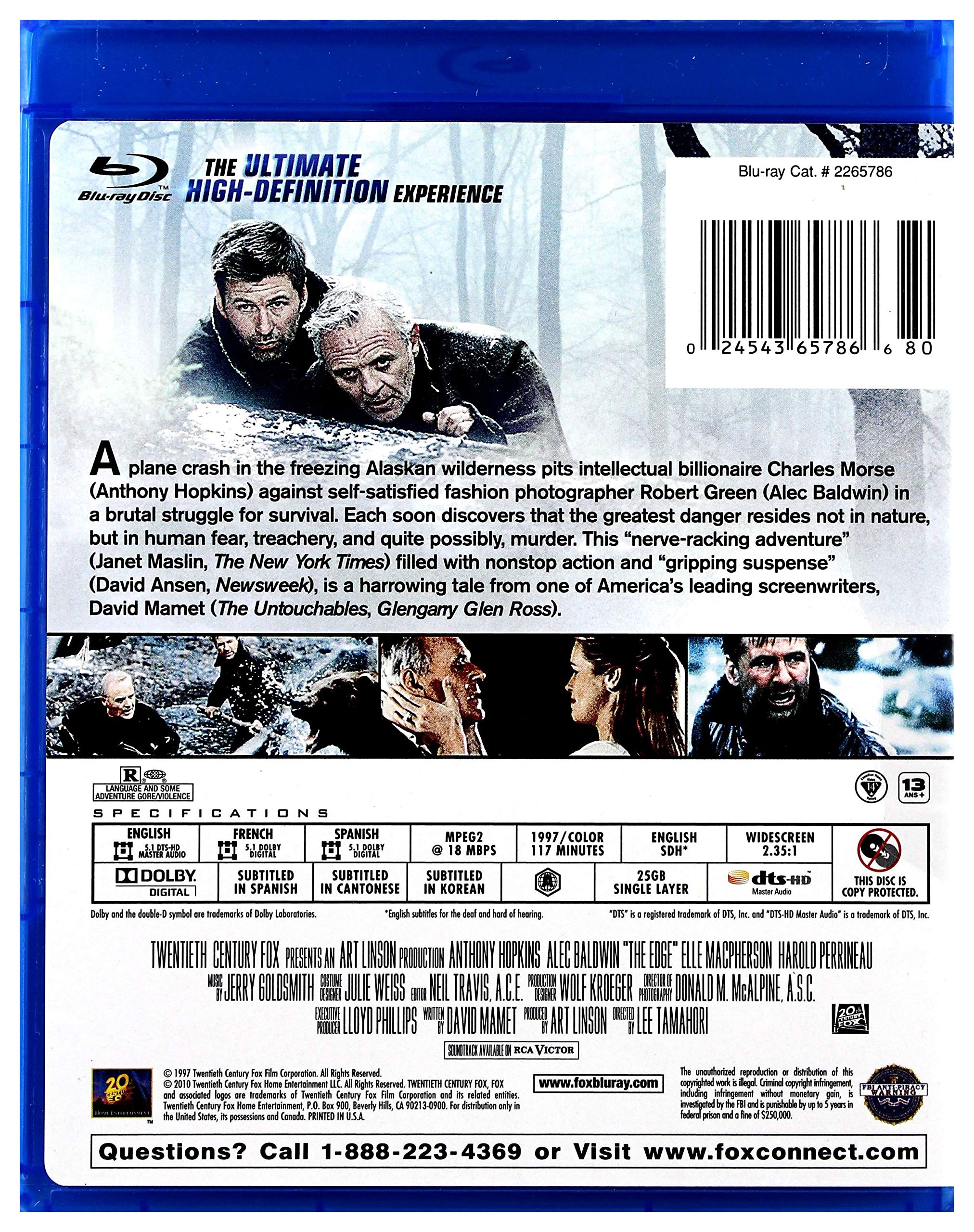 The Edge [Blu-ray] - Action Adventure Movie Starring Anthony Hopkins - Perfect for Movie Nights & Home Theater Enthusiasts