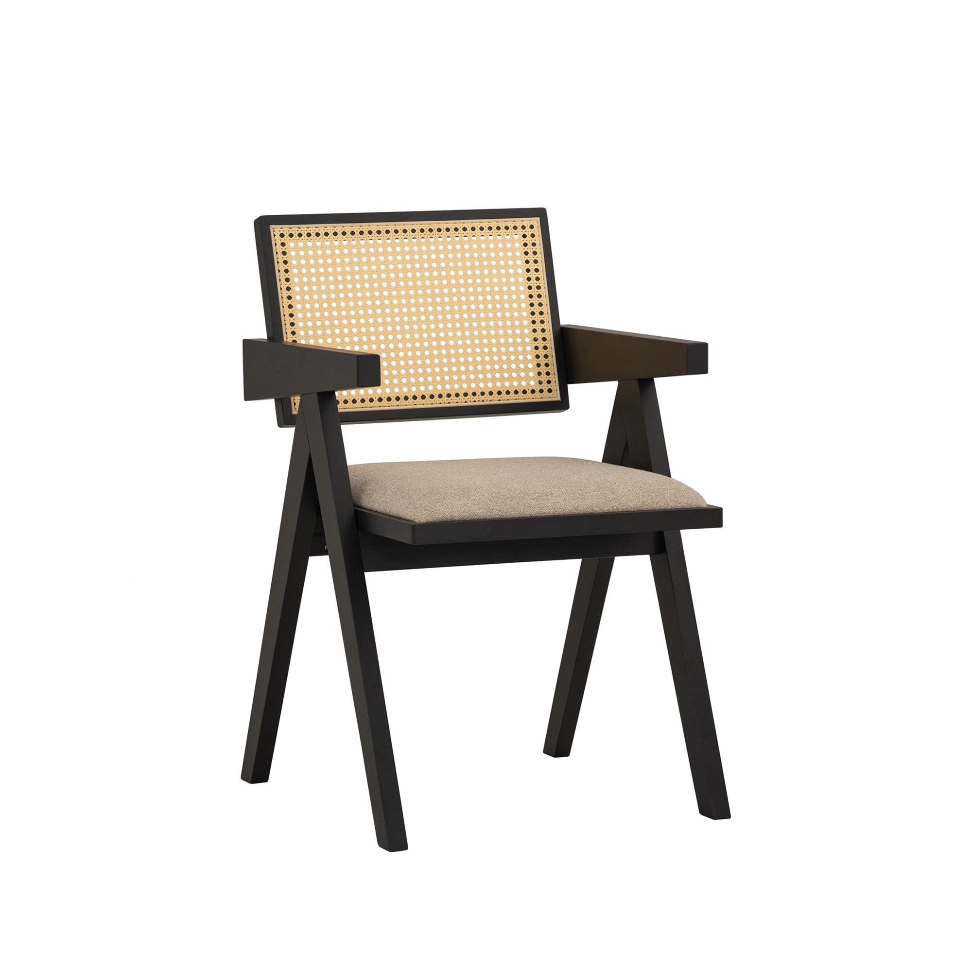 Nordic Rattan Dining Chair - Natural Wicker Seat with Cushion - Modern Boho Style for Indoor & Outdoor Use - Perfect for Patio, Garden, Dining Room, and Cafe Decor