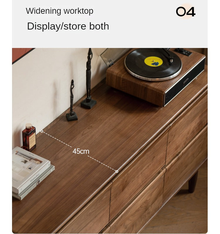 Solid Black Walnut Wood Dresser - 6-Drawer Bedroom Storage Furniture for Master Bedroom, Guest Room & Nursery Organization