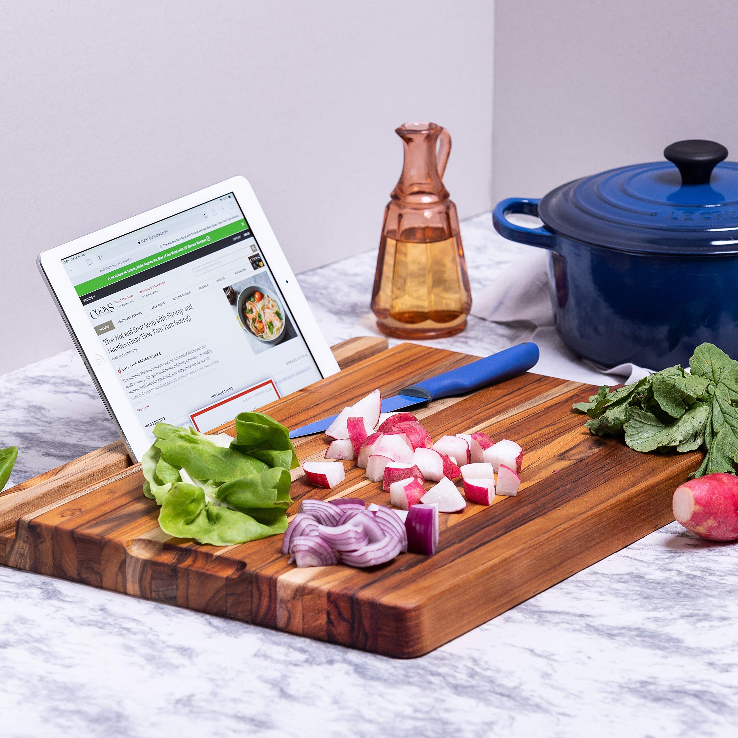 Premium Teak Edge Grain Large Rectangular Cutting Board - Durable Wood Chopping Board for Kitchen, Meat, Vegetables & Fruits - Perfect for Home Chefs & Professional Cooking