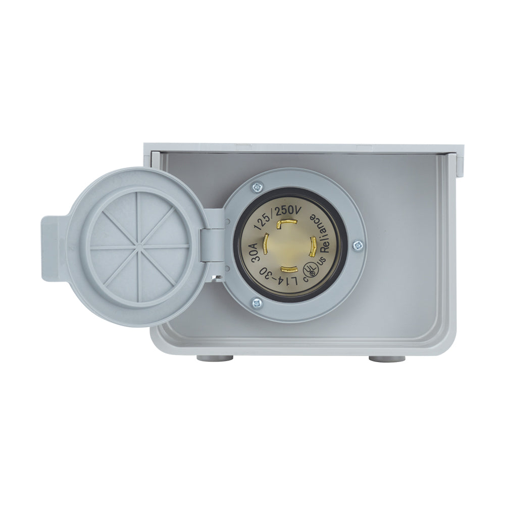 30 Amp NEMA Non-Metallic Power Inlet Box - Reliance PBN30 with L14-30 Configuration for RV, Generator & Outdoor Power Supply
