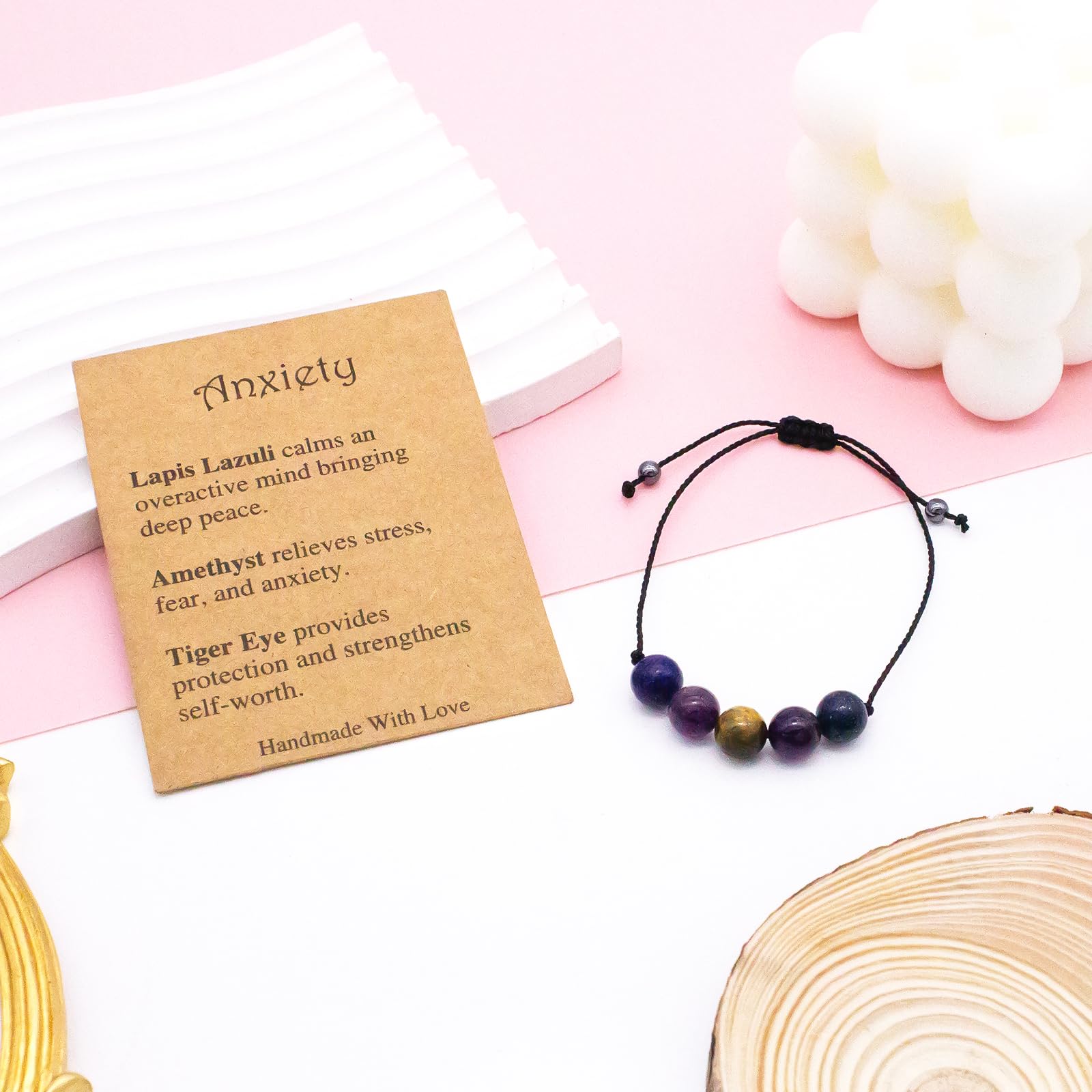 Natural Amethyst Healing Crystal Bracelet for Women & Men - Anxiety Relief, Empath Protection, Spiritual Balance - Handmade Gemstone Jewelry Gift for Meditation, Yoga & Positive Energy