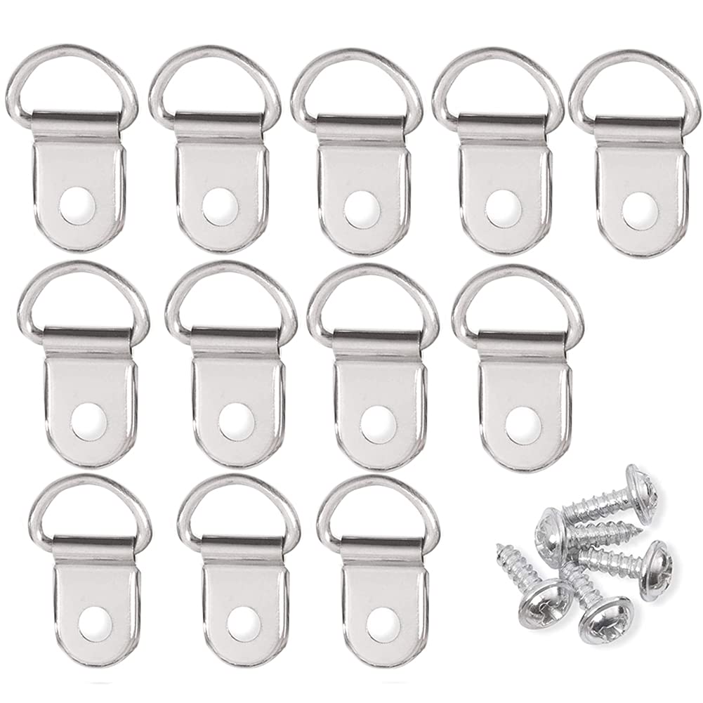 12pcs D Ring Hangers with Screws for Picture Frames & Art - Easy Wall Mounting