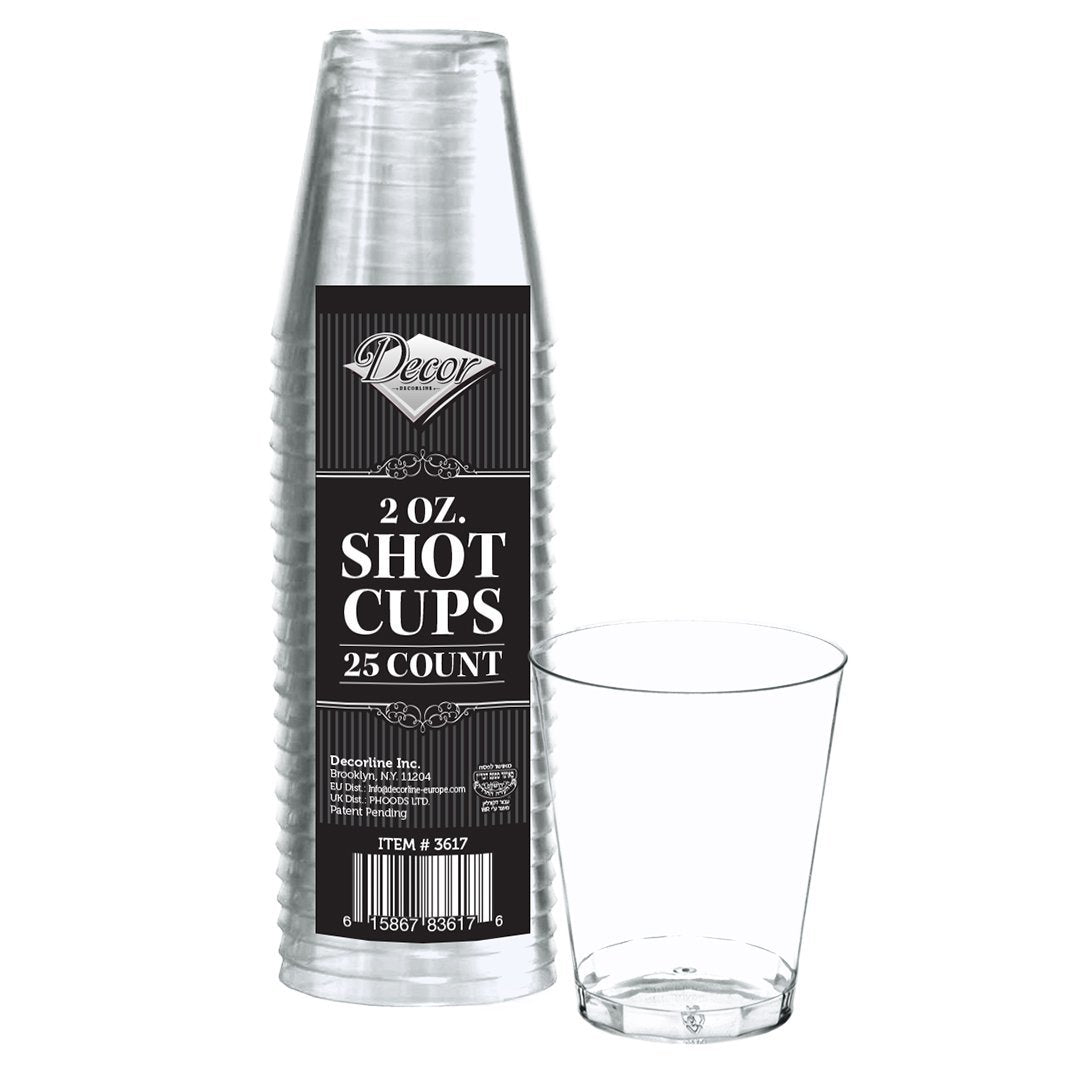 2 oz. Clear Plastic Round Shot Glasses - 50 Pack Bulk Disposable Party Cups for Cocktails, Whiskey, Tequila & Vodka - Perfect for Bars, Weddings, Birthday Parties & Events