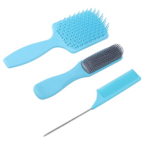 SALALIS Anti Static Hair Styling Comb Set - Soft Bristle Detangling Brush for Smooth Hair Care & Styling (Blue, Gift Box) - Perfect for Salon Professionals & Home Hairdressing