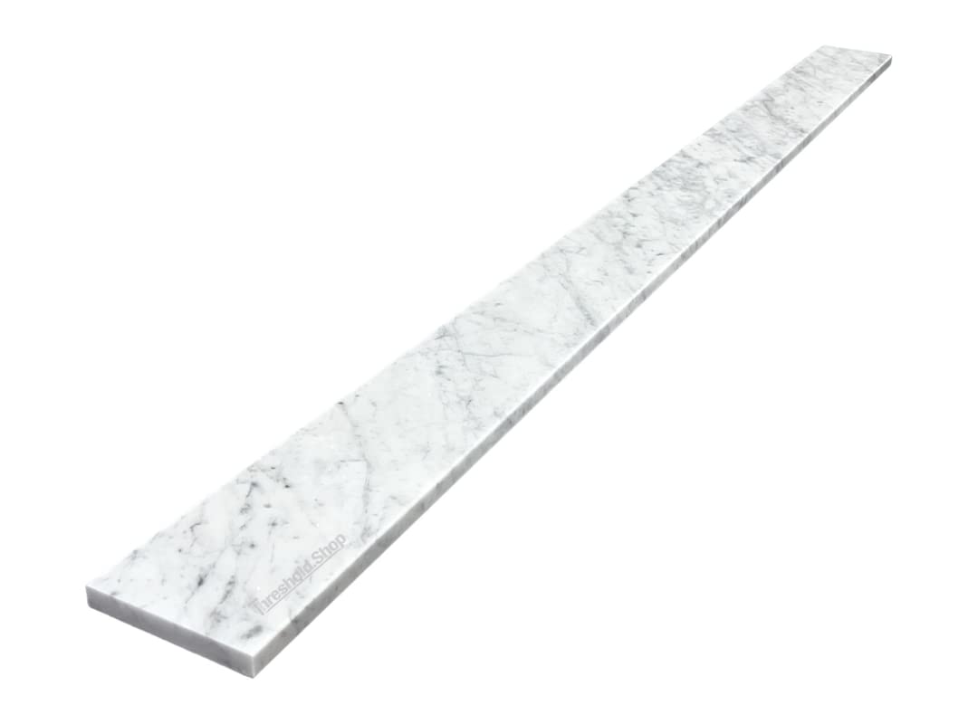 Custom Size Italian White Carrara Marble Shower Curb Top for Schluter Kerdi Board & Tile Redi Shower Pan System - Waterproof Backsplash & Marble Jambs - Perfect for Bathroom Renovation & Luxury Shower Installation