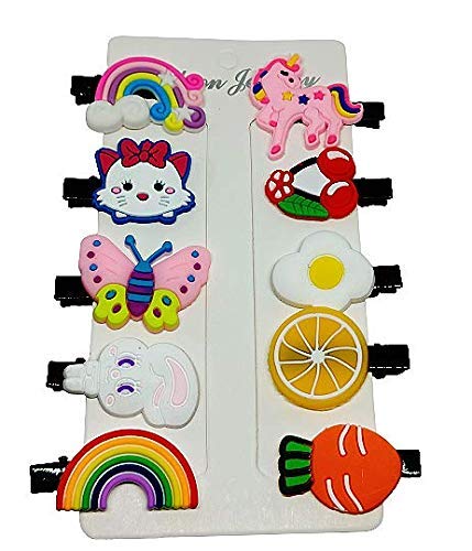 Cute Unique Side Hairpin Set - 10 Pieces Multicolor Hair Barrettes for Kids Girls | Perfect for School, Parties, and Everyday Styling