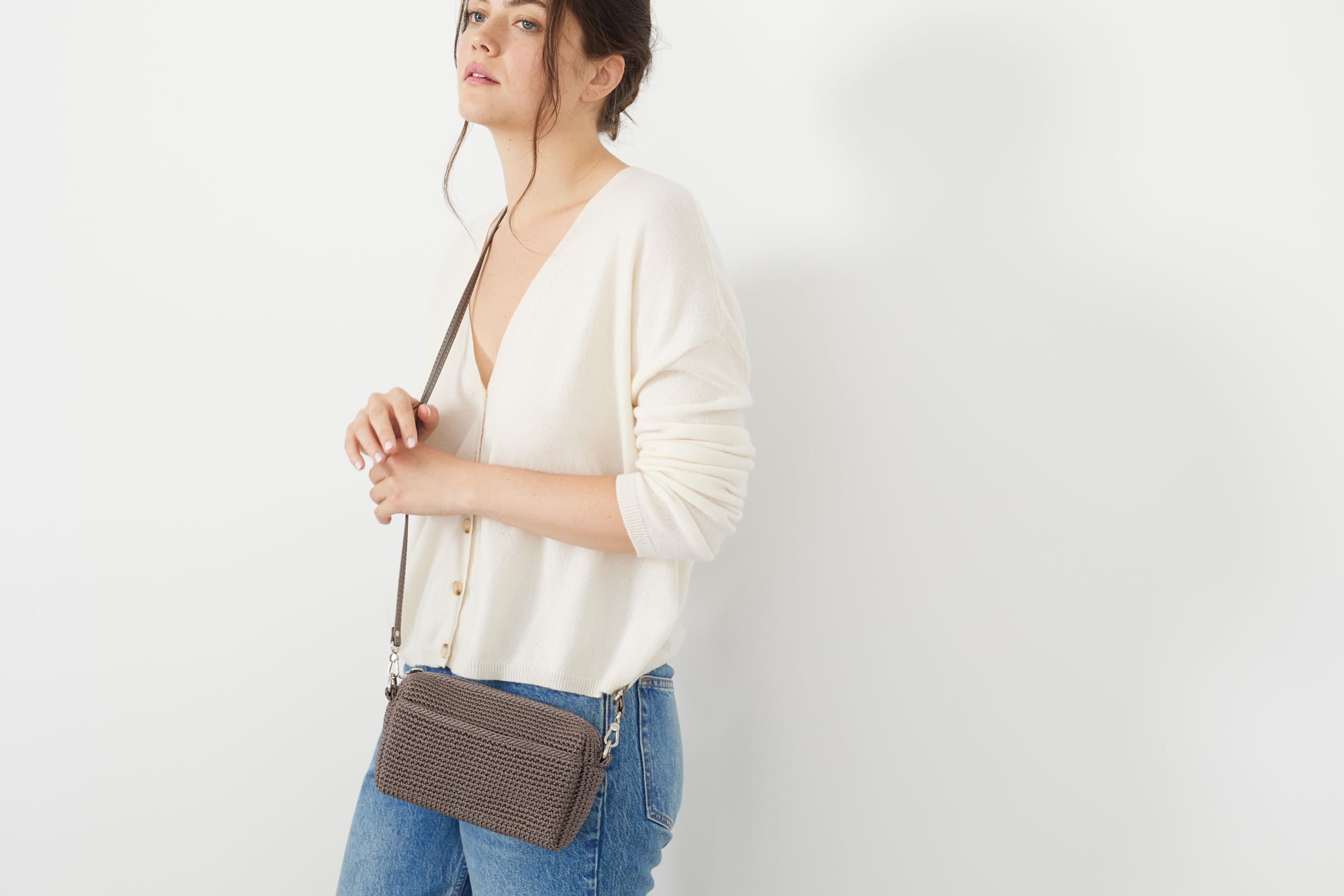 The Sak Cora Crossbody Bag for Women - Stylish Black Check Smartphone Purse - Perfect for Everyday Use, Travel & Shopping