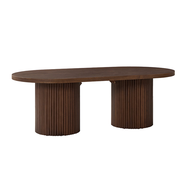 Laurenzo Adjustable Solid Wood Oval Coffee Table with Convertible Nesting Design - Modern Living Room Furniture for Small Spaces & Home Decor