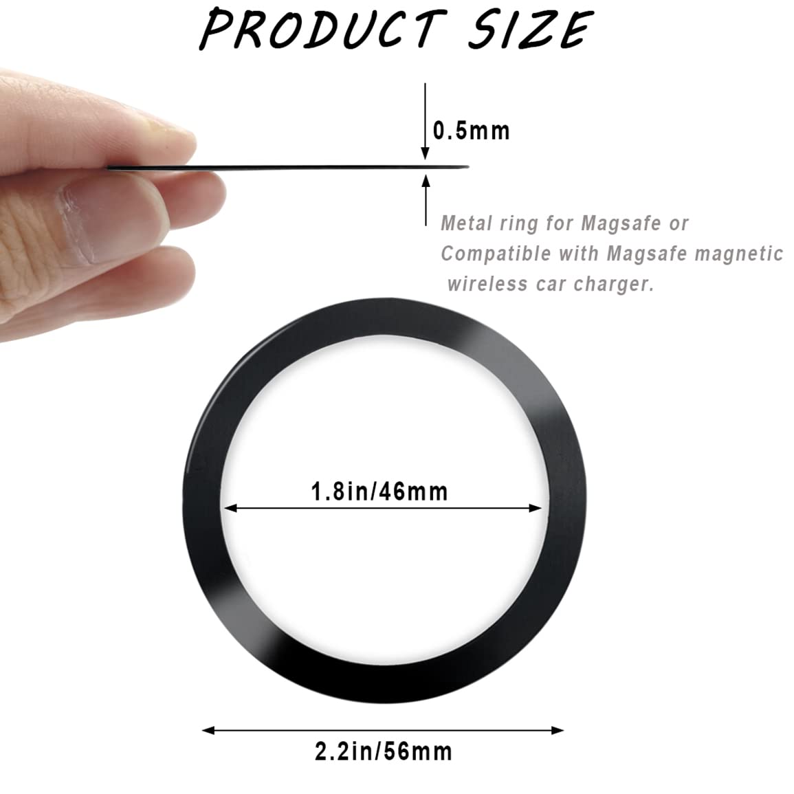 10-Pack Magnetic Wireless Charger Metal Rings with Adhesive - Ultra Thin, 2 Color Options, MagSafe & Car Charger Compatible for iPhone & Android Phones - Perfect for Home, Office & Travel Charging