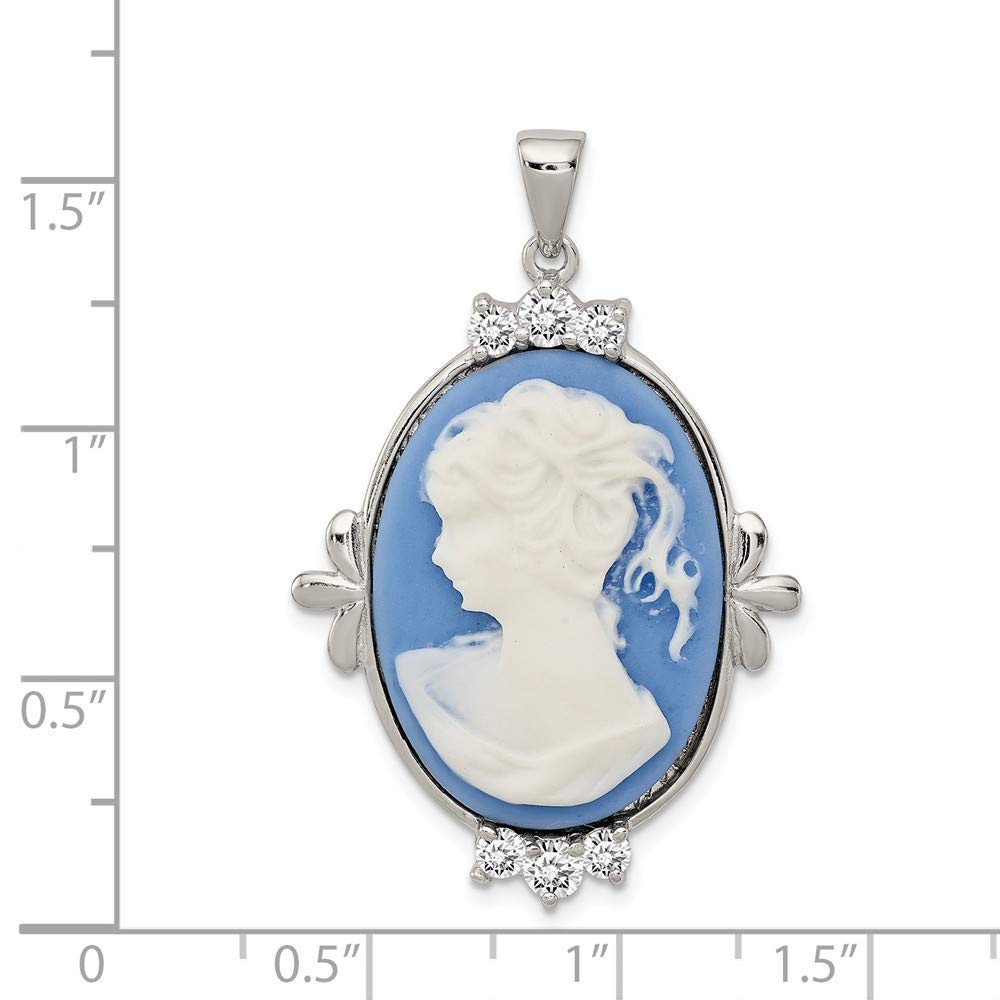 Jewels By Lux Sterling Silver CZ Plastic Cameo Pendant Necklace - Elegant Vintage Jewelry for Women, Perfect Gift for Mother's Day & Special Occasions