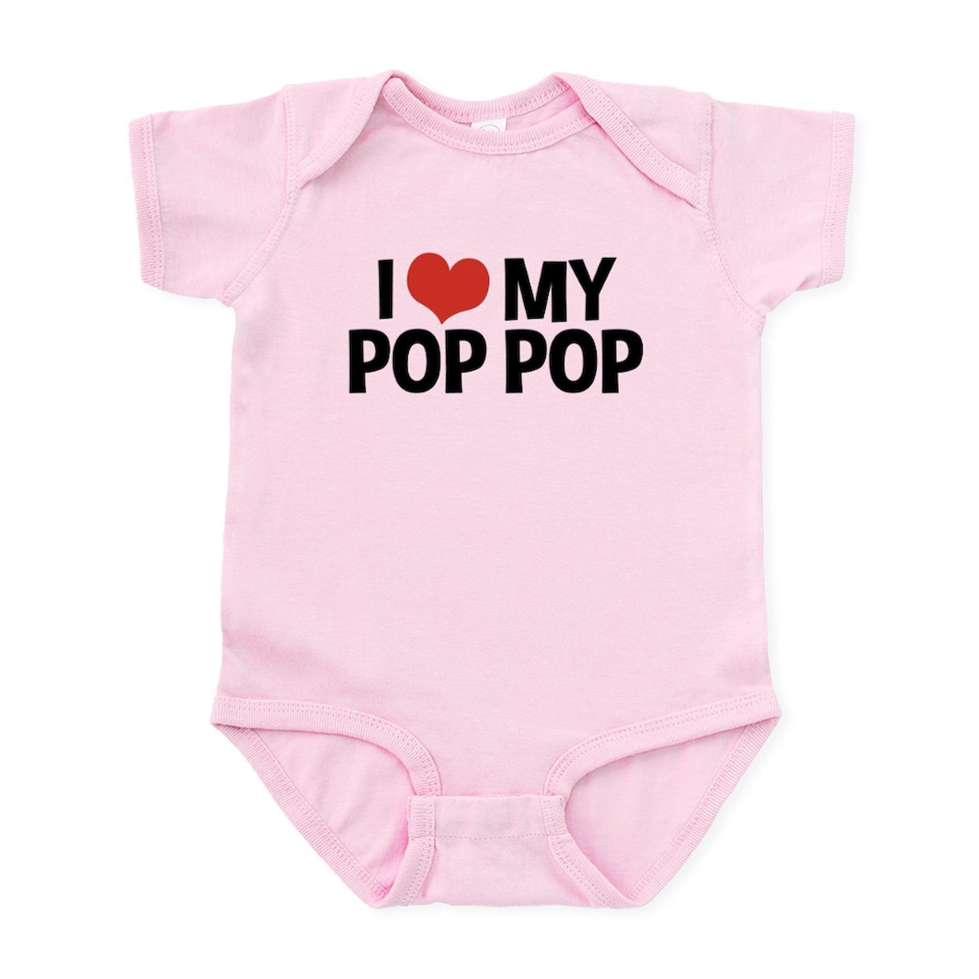 CafePress I Love My Pop Pop Infant Bodysuit - Adorable Baby Romper for Grandparents Day, Family Photos & Special Occasions