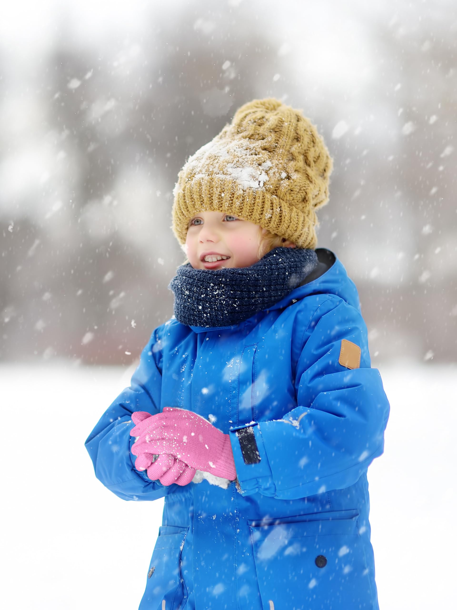 Glooarm 16 Pairs Kids Winter Gloves for Boys & Girls - Warm Knit Magic Gloves Bulk Pack for Cold Weather - Perfect for School, Outdoor Play & Snow Activities