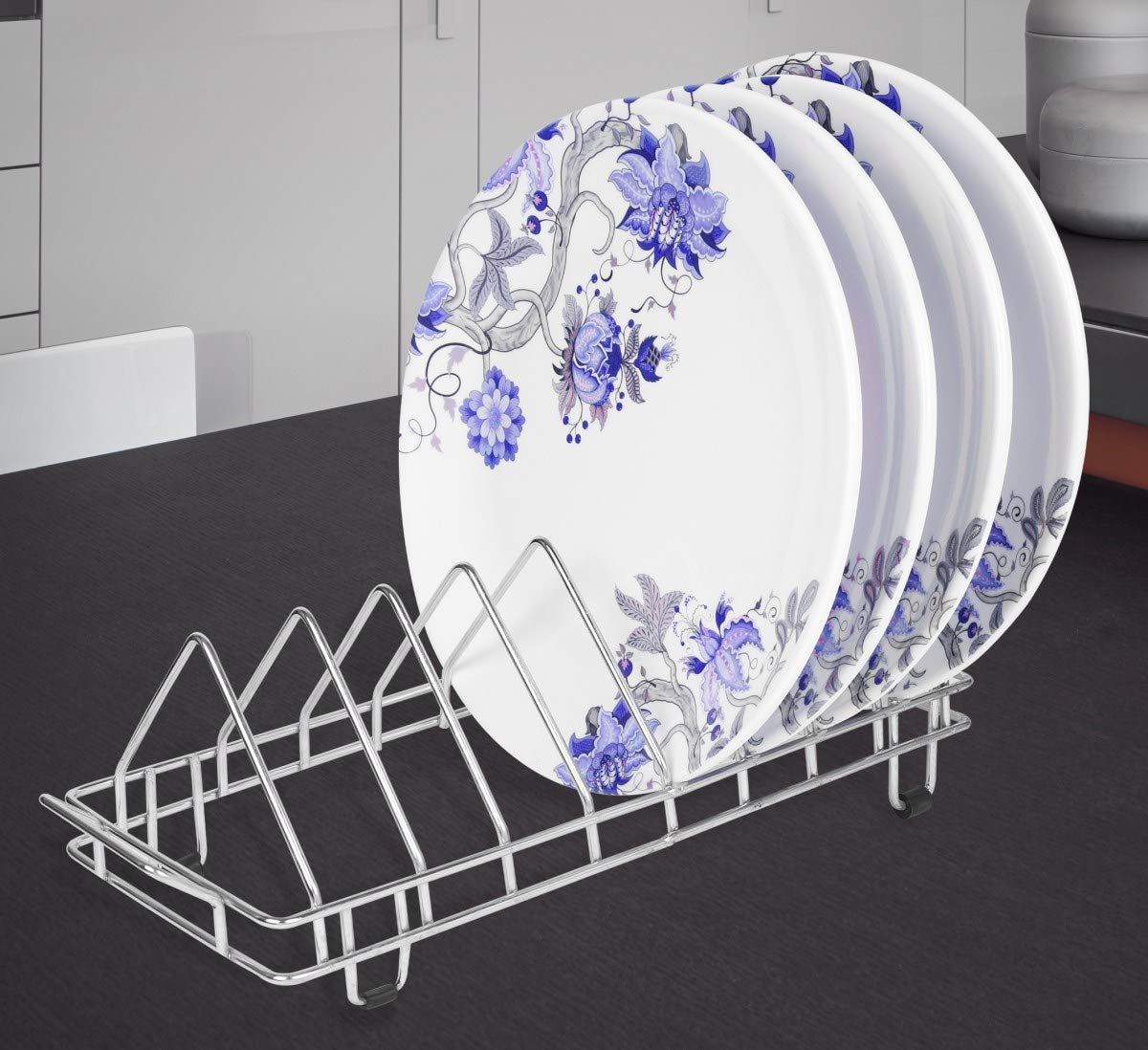 Premium Stainless Steel Dish Rack & Plate Holder - 10 Plate Capacity - Kitchen Organizer for Plates, Lids & Utensils - Durable Space-Saving Storage for Countertop or Cabinet - Ideal for Home, Restaurant & Commercial Kitchens