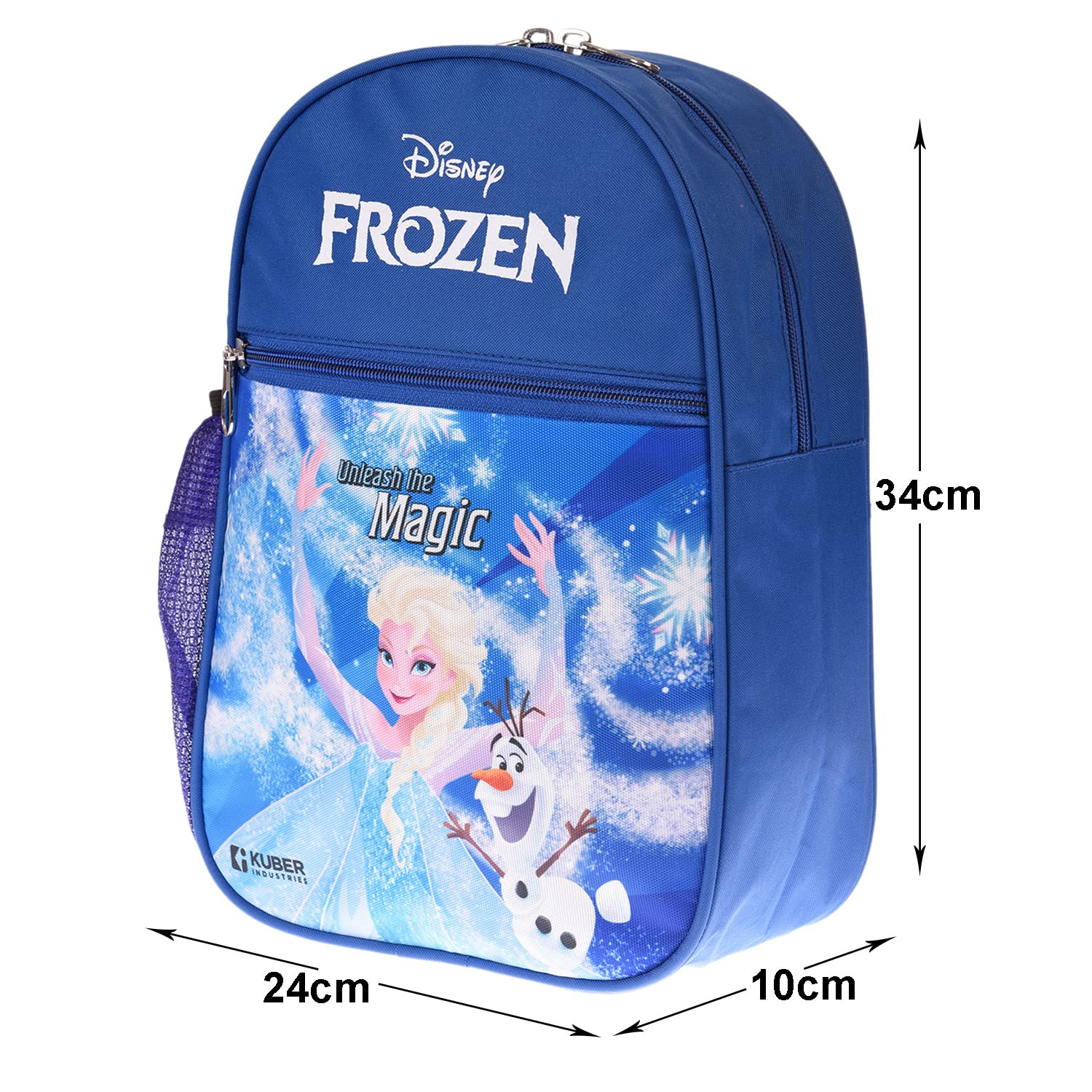 Disney Frozen Kids School Backpack - 2 Compartment Blue Rexine Bookbag for Girls with Zipper Closure | Small Size School Bag for Children | Perfect for Elementary School, Daycare & Travel