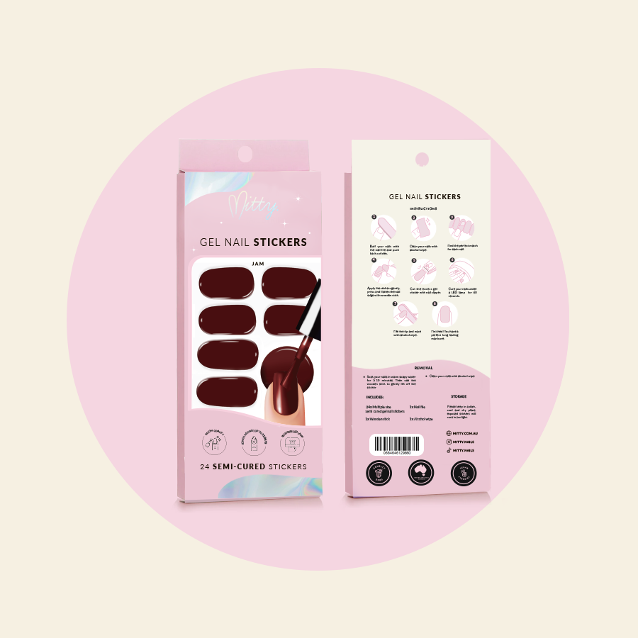 Mitty Semi Cured Gel Nail Stickers - Long Lasting DIY Nail Art Kit for Salon-Quality Manicures at Home | Perfect for Parties, Weddings & Everyday Wear