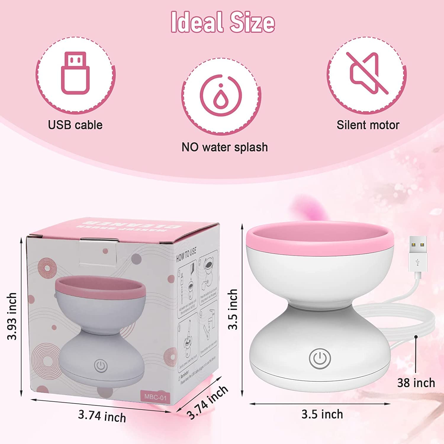 Seadra 2-in-1 Electric Makeup Brush Cleaner & Drying Rack Machine - Automatic Spinner for All Brush Sizes, Beauty Blender & Cosmetic Tools (White+Pink) - Perfect for Home Salon & Professional Makeup Artists